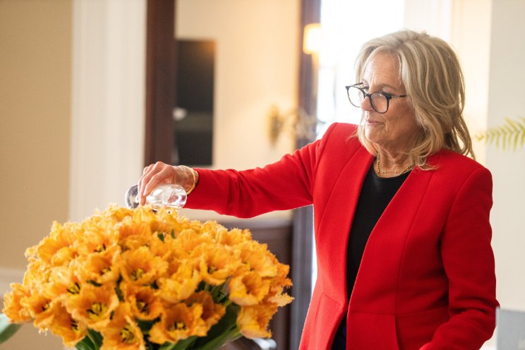 First Lady doopt tulp First Lady doopt tulp